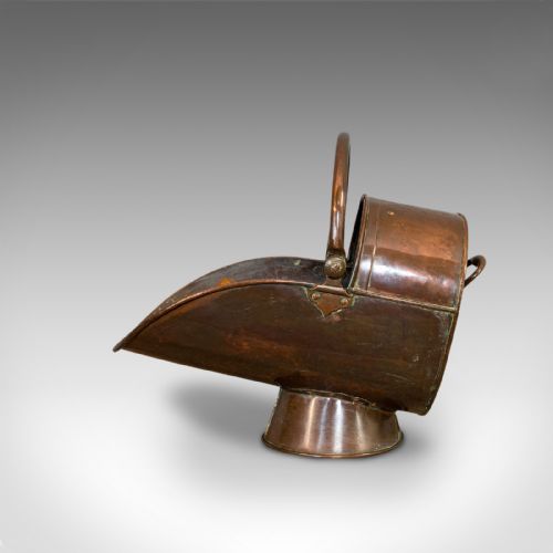 fig 4. Antique Helmet Coal Scuttle, English, Copper, Fireside Bucket, Victorian, 1870