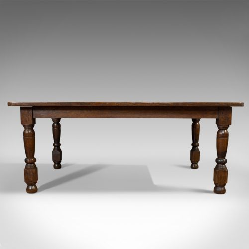 fig 1. Antique Dining Table, English, Oak, 6 Seat, Country House, Victorian, 1900