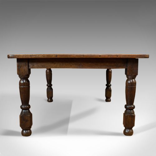 fig 3. Antique Dining Table, English, Oak, 6 Seat, Country House, Victorian, 1900