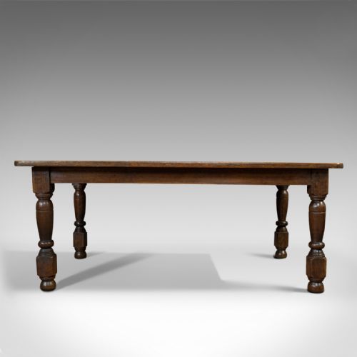 fig 4. Antique Dining Table, English, Oak, 6 Seat, Country House, Victorian, 1900