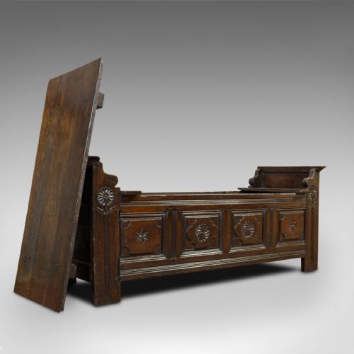 fig 1. Antique Coffer, French, Oak, Window Seat, Storage Bench, 17th Century, C.1700