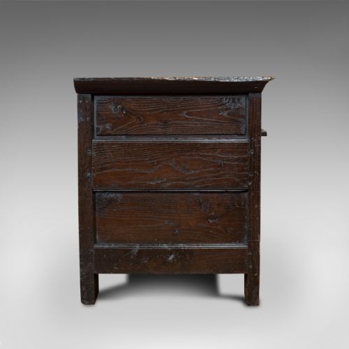 fig 4. Antique Coffer, French, Oak, Window Seat, Storage Bench, 17th Century, C.1700