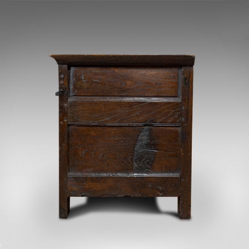 fig 5. Antique Coffer, French, Oak, Window Seat, Storage Bench, 17th Century, C.1700