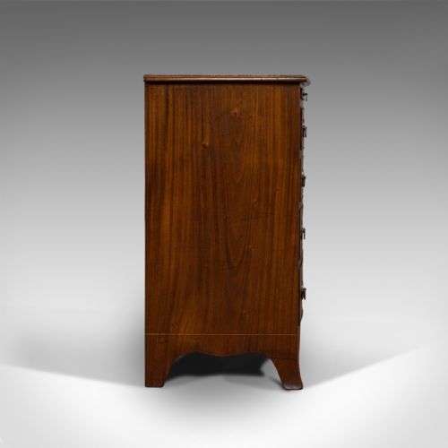 fig 4. Antique Bow Front Chest of Drawers, English, Mahogany, Bachelor's Cabinet, 1890
