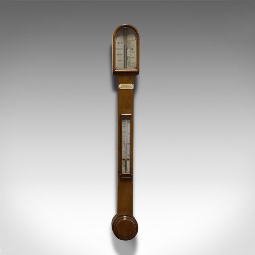 fig 1. Antique Stick Barometer, Walnut, Scientific Instrument, Negretti & Zambra, 1900