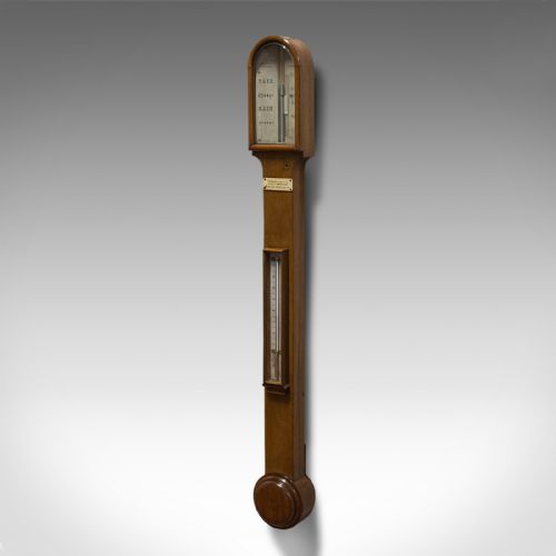 fig 2. Antique Stick Barometer, Walnut, Scientific Instrument, Negretti & Zambra, 1900