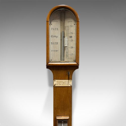 fig 5. Antique Stick Barometer, Walnut, Scientific Instrument, Negretti & Zambra, 1900