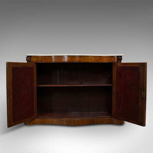 fig 2. Antique Mirrored Side Cabinet, English, Walnut, Marble, Dresser, Victorian, 1850
