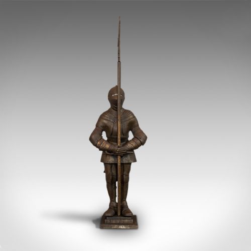 fig 2. Antique Fire Companion, English, Steel, Knight, Fireside Tools, Victorian, 1900