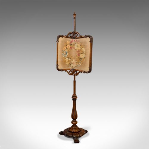 fig 2. Antique Pole Screen, Rosewood, Needlepoint Tapestry, Fire Screen, Regency, 1820