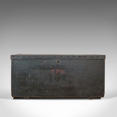 fig 2. Antique Joiner's Chest, English, Pine, Craftsman's Trunk, Victorian, Circa 1850