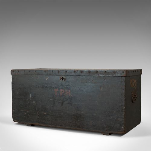 fig 3. Antique Joiner's Chest, English, Pine, Craftsman's Trunk, Victorian, Circa 1850