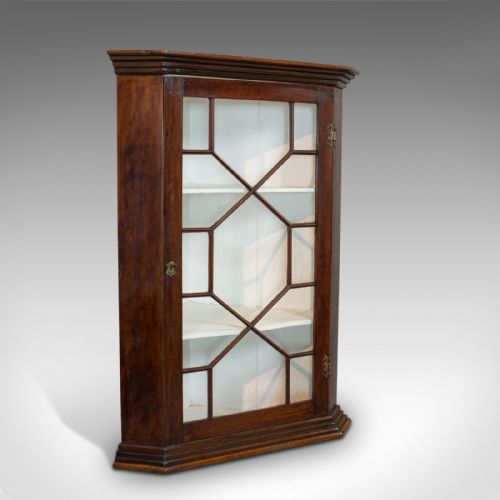 Antique Corner Cabinet, English, Walnut, Astragal Glazed, Georgian
