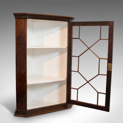 fig 1. Antique Corner Cabinet, English, Walnut, Astragal Glazed, Georgian