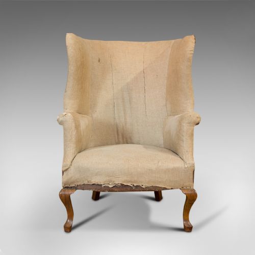 fig 1. Antique Wing Armchair, English, Barrel-Back, Seat, Chair, Victorian, Circa 1900