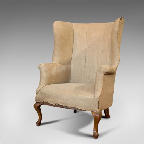 fig 2. Antique Wing Armchair, English, Barrel-Back, Seat, Chair, Victorian, Circa 1900