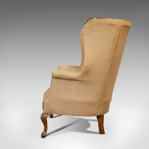 fig 4. Antique Wing Armchair, English, Barrel-Back, Seat, Chair, Victorian, Circa 1900