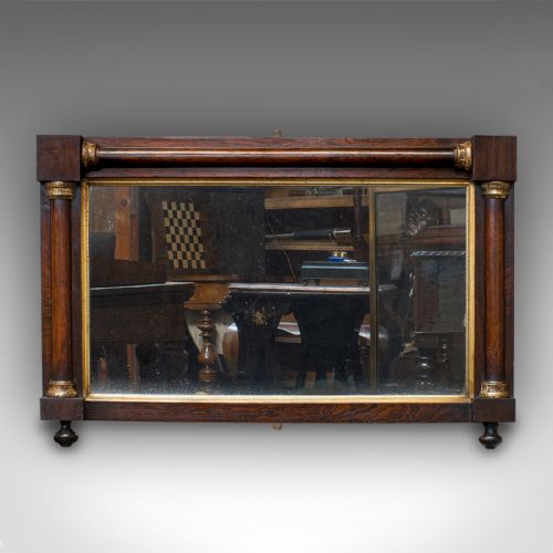 fig 1. Antique Overmantel Mirror, English, Rosewood, Glass, Rectangular, Regency, 1820