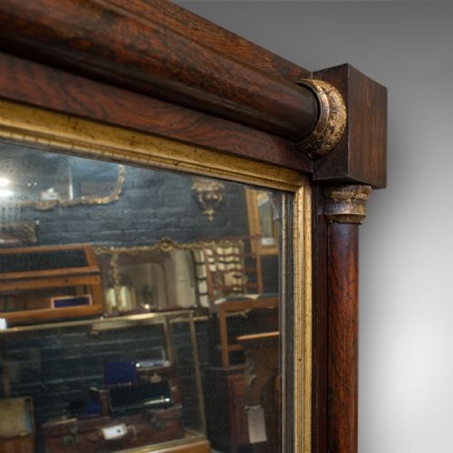 fig 3. Antique Overmantel Mirror, English, Rosewood, Glass, Rectangular, Regency, 1820