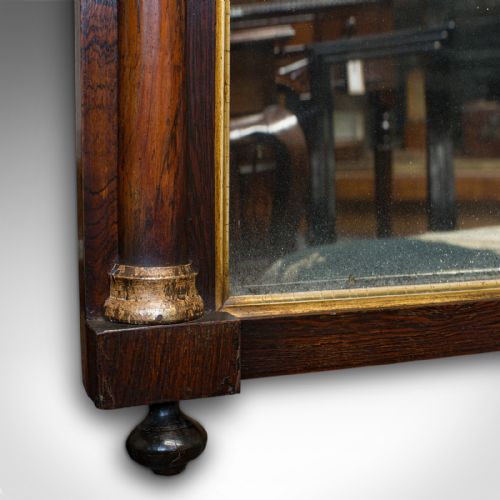 fig 4. Antique Overmantel Mirror, English, Rosewood, Glass, Rectangular, Regency, 1820
