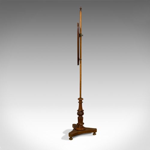 fig 4. Antique Fireside Pole Screen, English, Walnut, Adjustable, Fire, Victorian, 1900