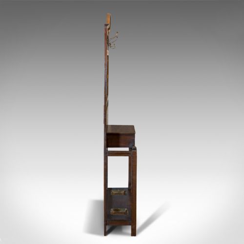 fig 3. Antique Hall Stand, English, Oak, Stick, Coat, Hat, Stand, Edwardian, C.1910