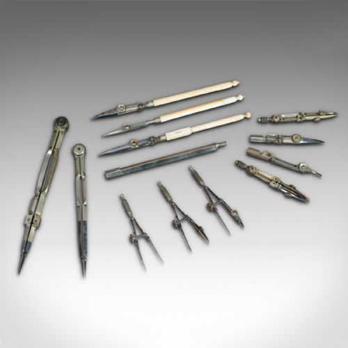 fig 4. Antique Technical Drawing Set, Cartographer, Architect, Harling of London, 1900