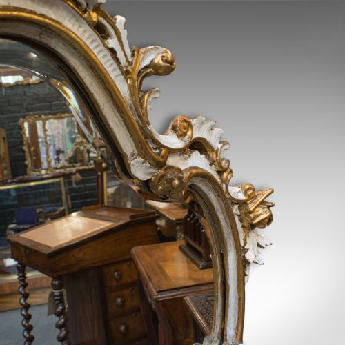 LARGE ANTIQUE OVERMANTEL MIRROR FRENCH GILT GESSO CLASSICAL ITALIANATE 1900 - ADDITIONAL PHOTO 3