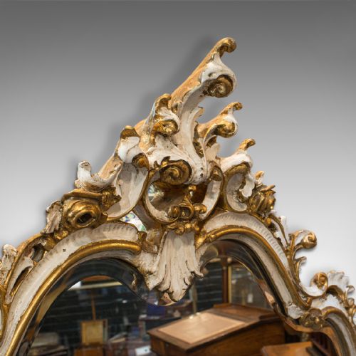 LARGE ANTIQUE OVERMANTEL MIRROR FRENCH GILT GESSO CLASSICAL ITALIANATE 1900 - ADDITIONAL PHOTO 4