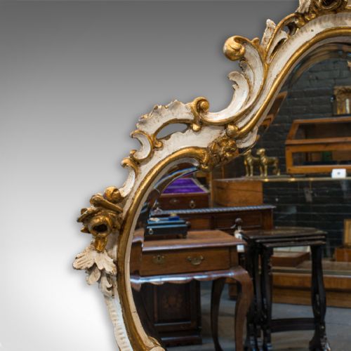 LARGE ANTIQUE OVERMANTEL MIRROR FRENCH GILT GESSO CLASSICAL ITALIANATE 1900 - ADDITIONAL PHOTO 5