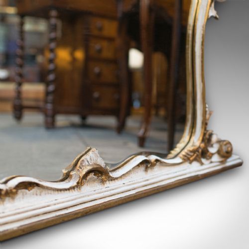 LARGE ANTIQUE OVERMANTEL MIRROR FRENCH GILT GESSO CLASSICAL ITALIANATE 1900 - ADDITIONAL PHOTO 6