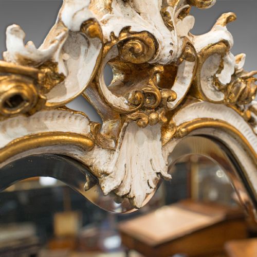 LARGE ANTIQUE OVERMANTEL MIRROR FRENCH GILT GESSO CLASSICAL ITALIANATE 1900 - ADDITIONAL PHOTO 8
