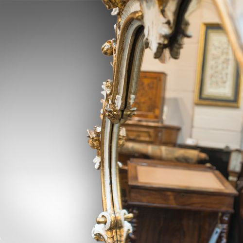 LARGE ANTIQUE OVERMANTEL MIRROR FRENCH GILT GESSO CLASSICAL ITALIANATE 1900 - ADDITIONAL PHOTO 9