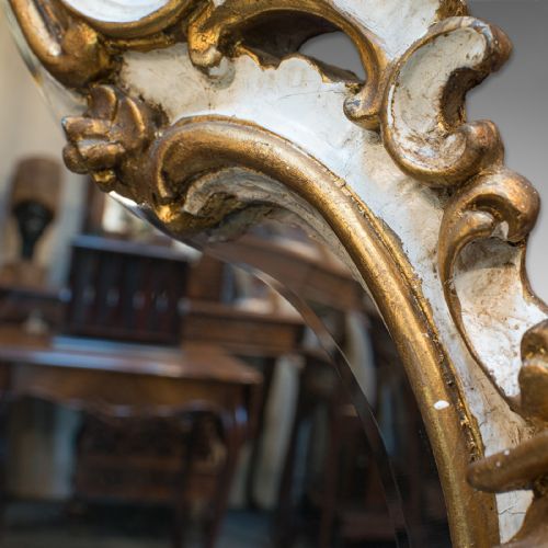 LARGE ANTIQUE OVERMANTEL MIRROR FRENCH GILT GESSO CLASSICAL ITALIANATE 1900 - ADDITIONAL PHOTO 10
