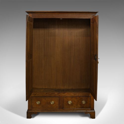 fig 2. Antique Wardrobe, English, Oak, Linen Cabinet, Press Cupboard, Georgian, C.1800