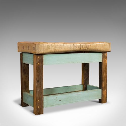 Antique Butcher's Block, English, Beech, Teak, 1900