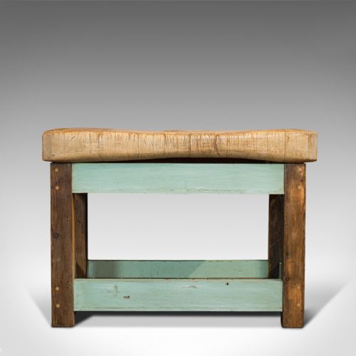 fig 1. Antique Butcher's Block, English, Beech, Teak, 1900