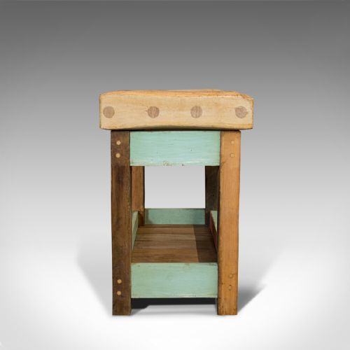 fig 3. Antique Butcher's Block, English, Beech, Teak, 1900
