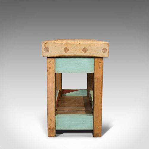 fig 4. Antique Butcher's Block, English, Beech, Teak, 1900