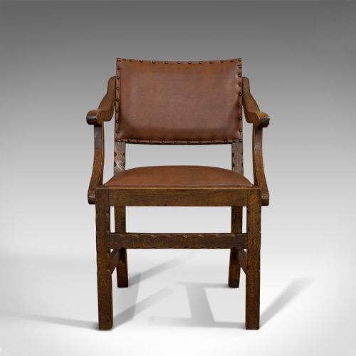 fig 1. Set of 8, Antique Dining Chairs, Oak, Seat, Arts & Crafts, Hamptons, Edwardian