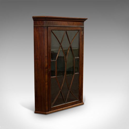 Antique Corner Cabinet, English, Mahogany, Astragal Glazed, Georgian