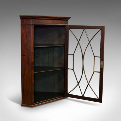 fig 1. Antique Corner Cabinet, English, Mahogany, Astragal Glazed, Georgian