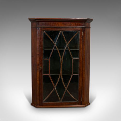 fig 2. Antique Corner Cabinet, English, Mahogany, Astragal Glazed, Georgian