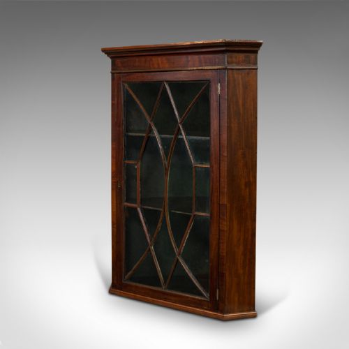 fig 3. Antique Corner Cabinet, English, Mahogany, Astragal Glazed, Georgian