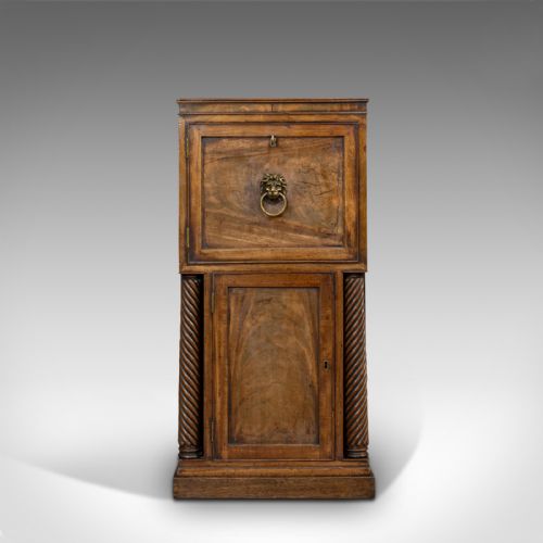 fig 1. Tall, Antique, Pair of, Side Cabinets, English, Mahogany, Nightstand, Regency