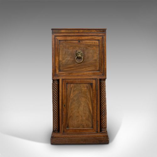 fig 2. Tall, Antique, Pair of, Side Cabinets, English, Mahogany, Nightstand, Regency