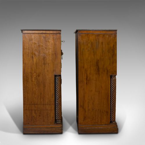 fig 3. Tall, Antique, Pair of, Side Cabinets, English, Mahogany, Nightstand, Regency