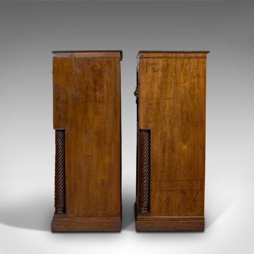 fig 4. Tall, Antique, Pair of, Side Cabinets, English, Mahogany, Nightstand, Regency