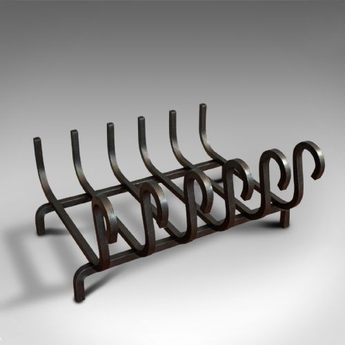 fig 5. Antique Fireside Set, English, Fire Basket, Andirons, Back, Victorian, C.1900