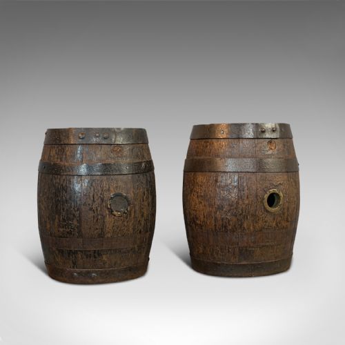 Pair of Antique Whiskey Barrels, Oak, Taunton, Victorian, 1900